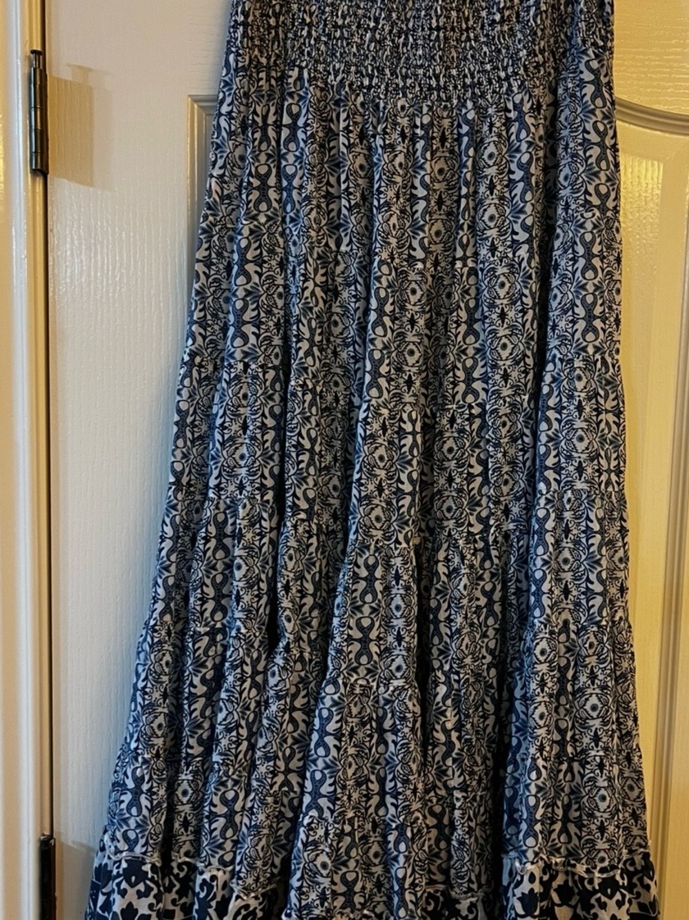 Solitaire Navy and White High-Low Boho Maxi Skirt - Picture 2 of 7